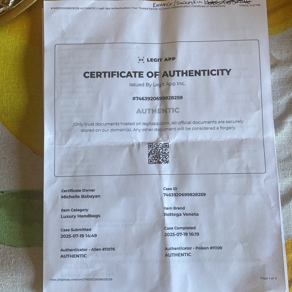 Bottega Veneta Snakeskin and Karung Rialto COA - Picture 15 of 15